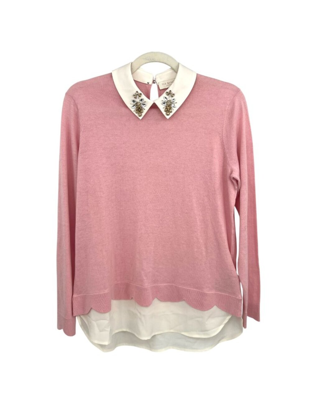 Ted Baker Suzaine Embelllished Layered Sweater Pink Sweater Size US 6 Small